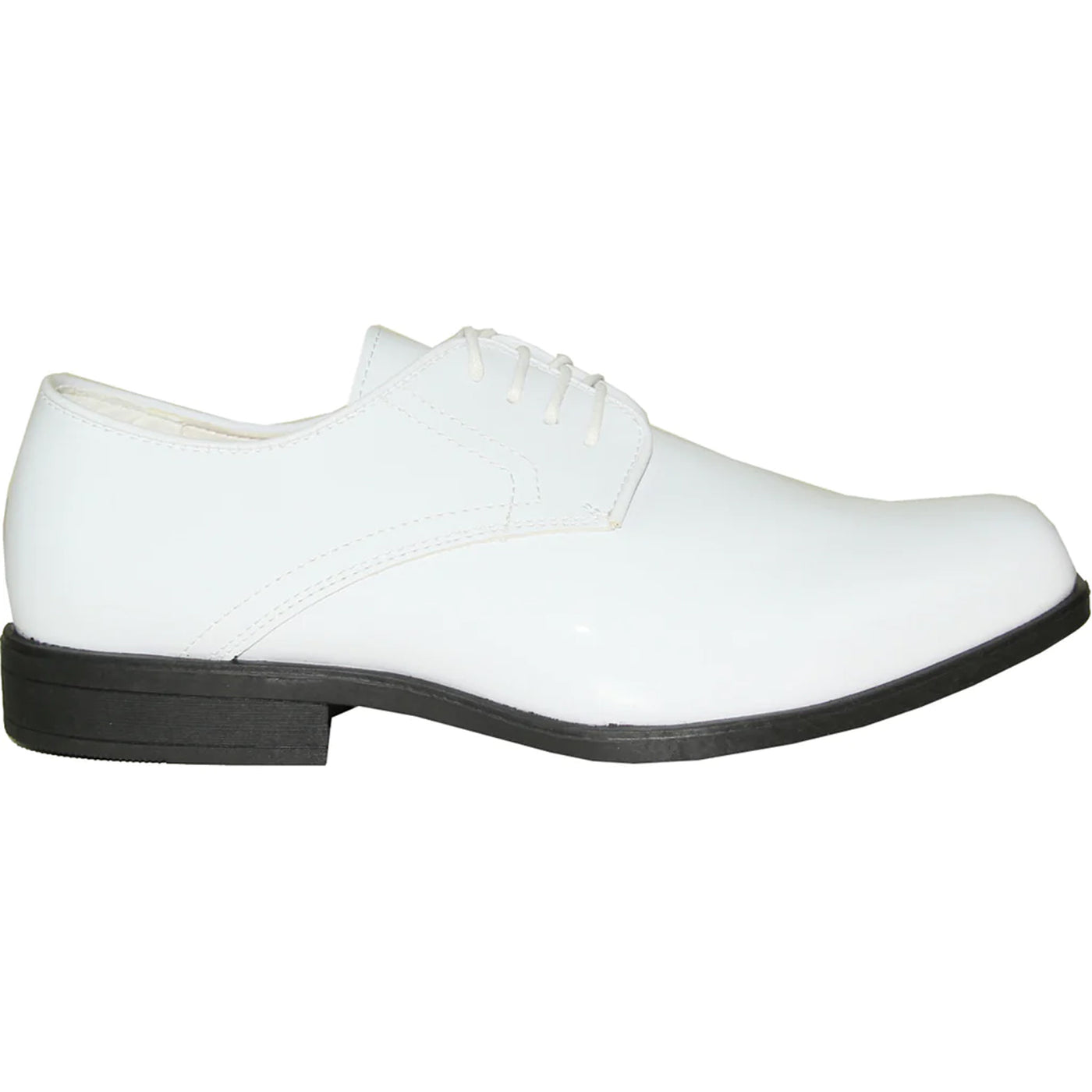 Mens Classic Formal Shiny Patent Tuxedo Shoe in White