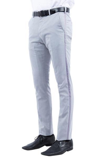 Men's Modern Fit Flat Front Tuxedo Separates Pants in Light Grey