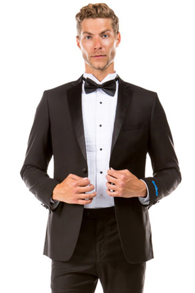 Men's Two Button Slim Fit Wedding & Prom Tuxedo in Black