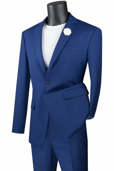 Mens Basic 2 Button Modern Fit Suit in Blue