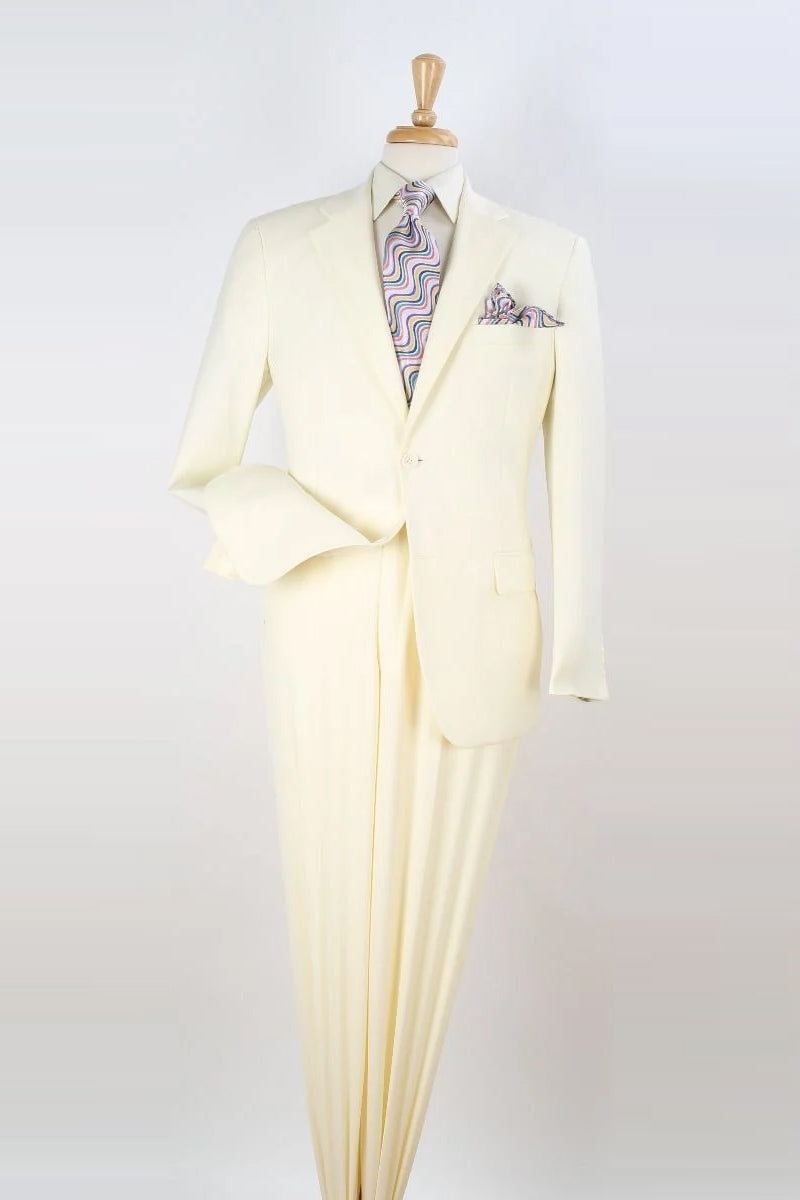 Mens Two Button Modern Fit Two Piece Suit in Ivory