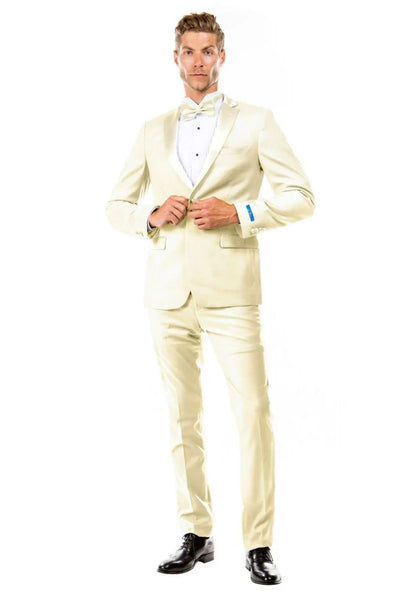 Men's Two Button Slim Fit Wedding & Prom Tuxedo in Ivory