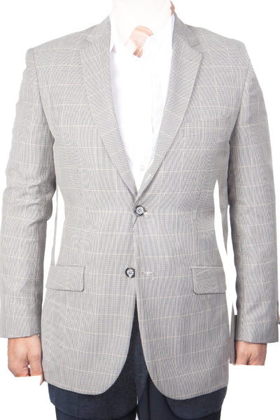 Men's Two Button Classic Houndstooth Plaid Sport Coat in Black/White