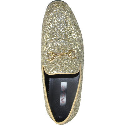 Mens Modern Glitter Sequin Prom Tuxedo Loafer in Gold