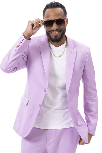 Men's Modern Fit Casual Summer Linen Suit in Lilac Lavender