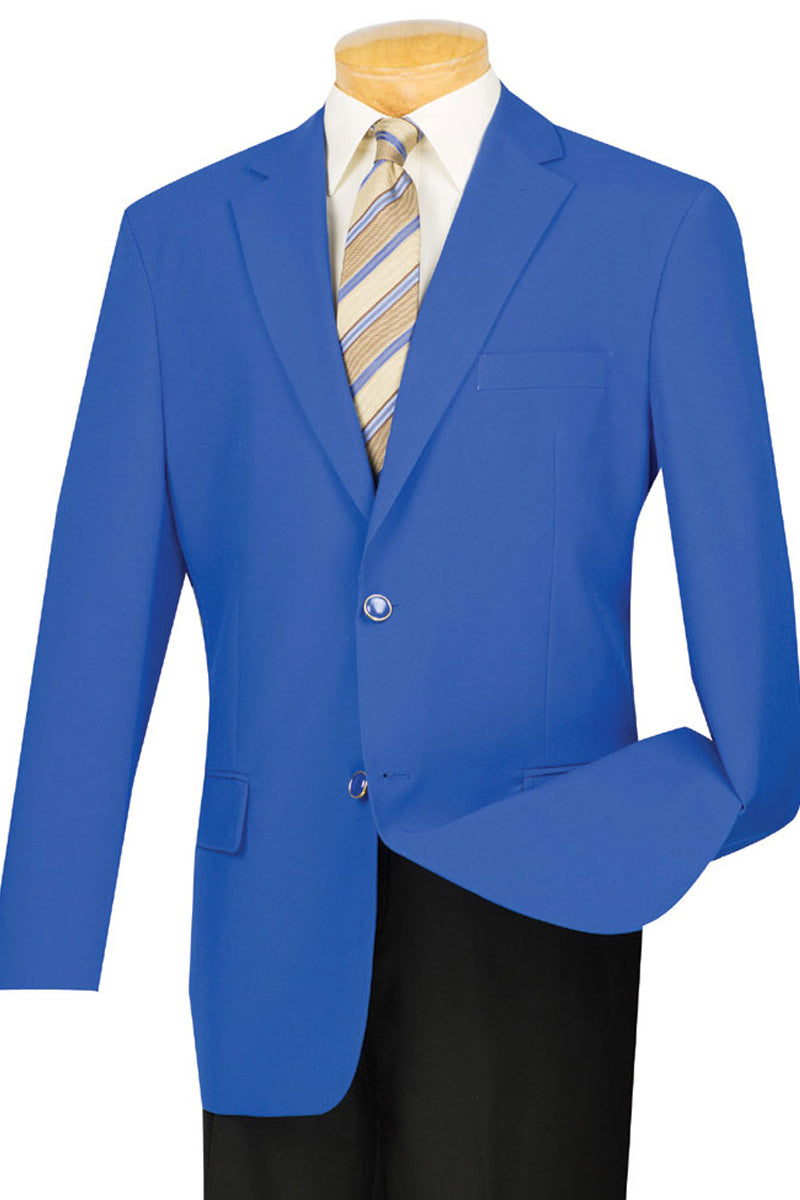 Mens Classic Fit Poplin Club Sport Coat Blazer in Royal Blue