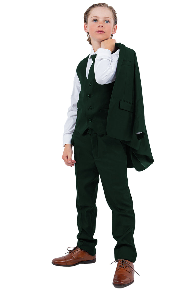 Perry Ellis Vested Boy's Wedding Suit in Hunter Green