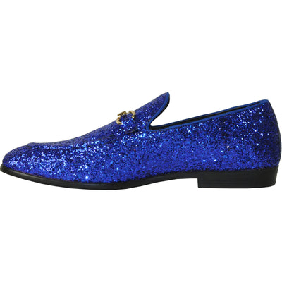 Mens Modern Glitter Sequin Prom Tuxedo Loafer in Royal Blue