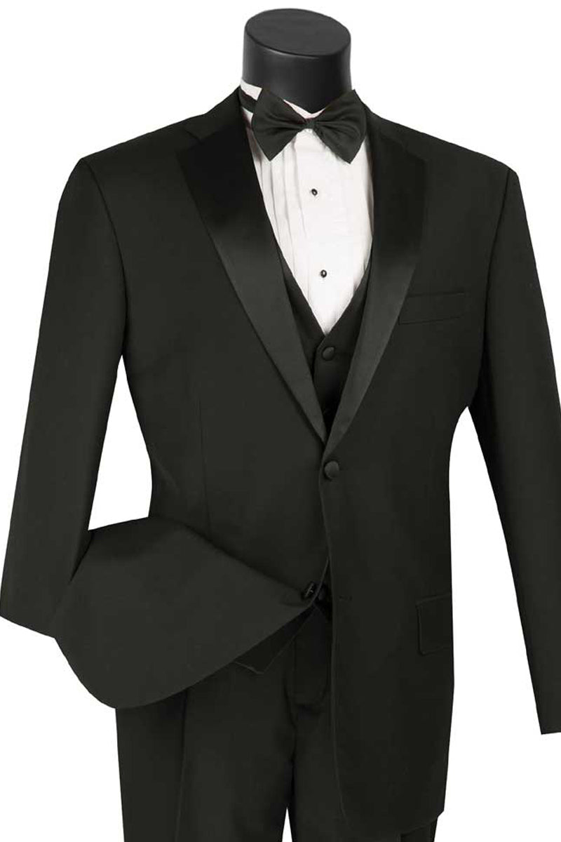 Mens Two Button Vested Tuxedo Package in Black