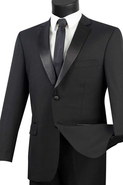 Mens Modern Fit 2 Button Tuxedo in  Black