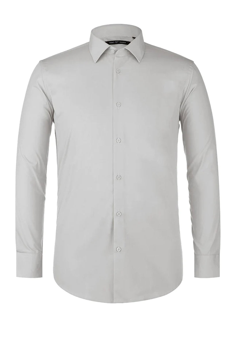 Mens Classic Fit Spread Collar Dress Shirt in Grey