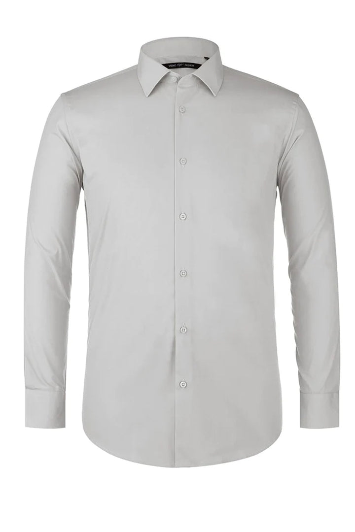 Mens Slim Fit Spread Collar Dress Shirt in Grey, 17.5-36-37 / Grey