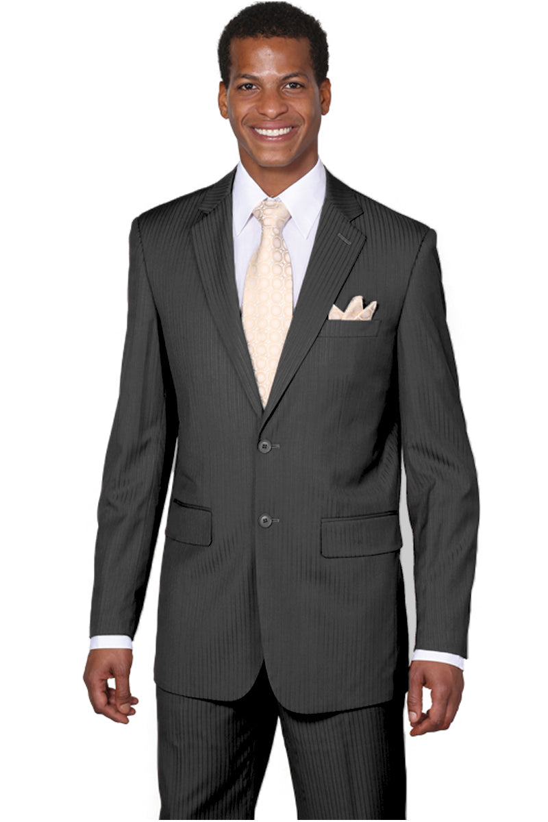 Mens 2 Button Modern Fit Smooth Tonal Pinstripe Business Suit in Brown ...