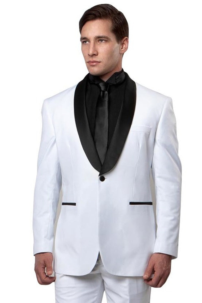 Men's Classic Slim Fit Shawl Lapel Tuxedo in White & Black ...