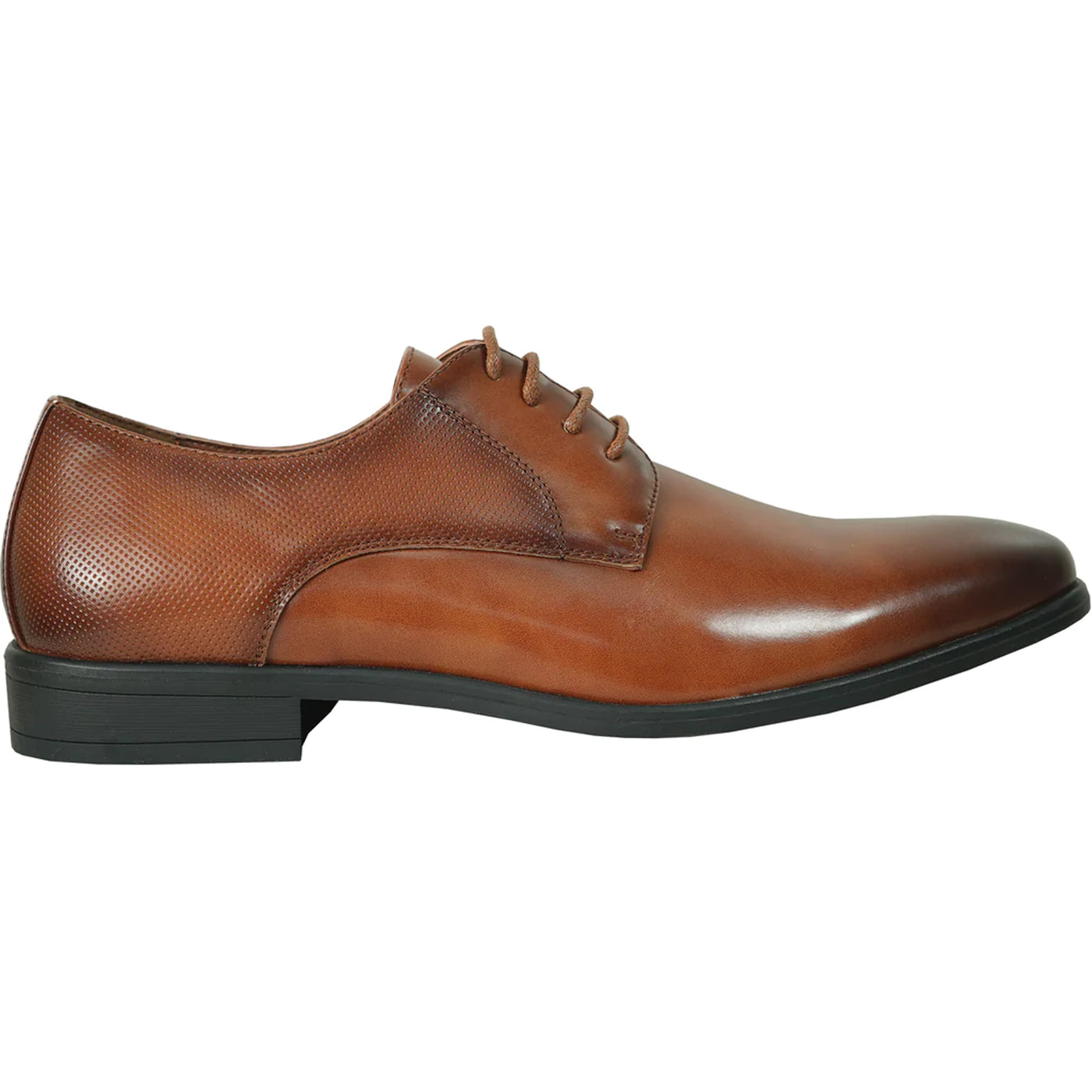 Mens Antique Plain Toe Lace Up Oxford Dress Shoe in Cognac