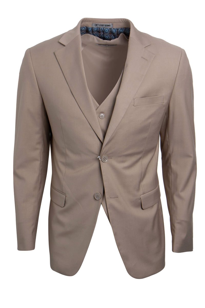 Men's Two Button Vested Stacy Adams Basic Suit in Tan