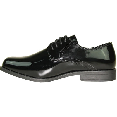 Mens Classic Formal Shiny Patent Tuxedo Shoe in Black