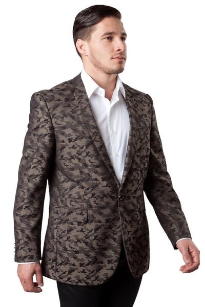 Men's One Button Camo | Camouflage Sports Coat in Brown 