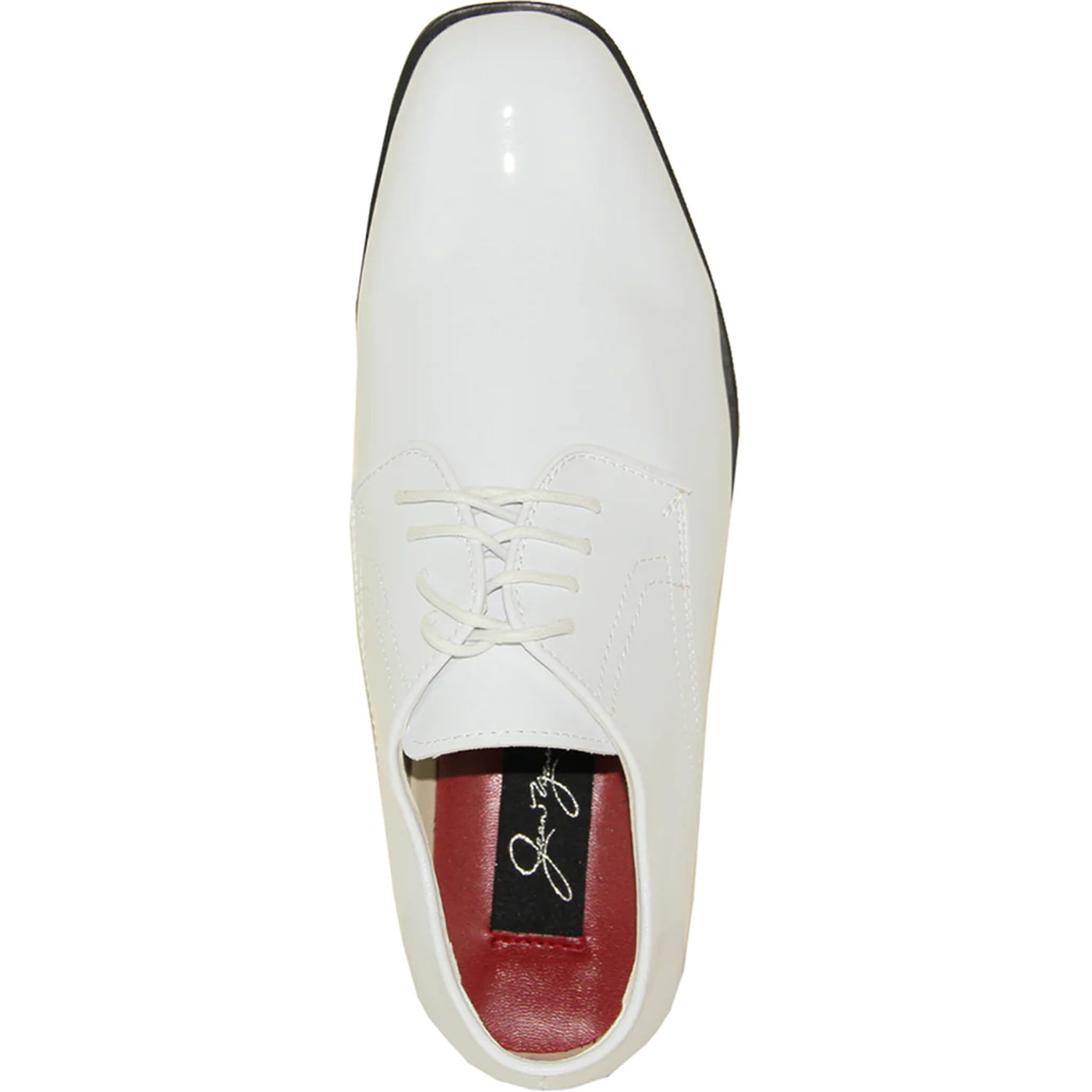 Mens Classic Formal Shiny Patent Tuxedo Shoe in White