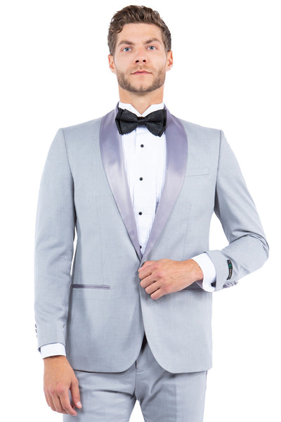 Men's Modern Fit One Button Shawl Lapel Tuxedo Separates Jacket in Light Grey