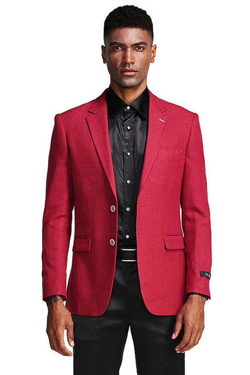 Men's Slim Fit Casual Summer Sport Coat in Burgundy