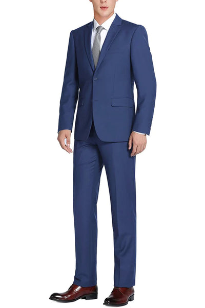 Mens Two Button Slim Fit Two Piece Wedding Suit in Cobalt Blue