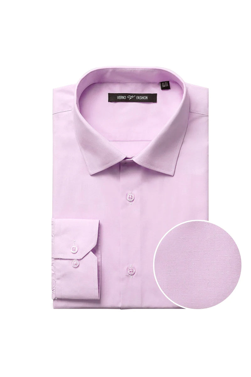 Mens Classic Fit Spread Collar Dress Shirt in Pink – SignatureMenswear
