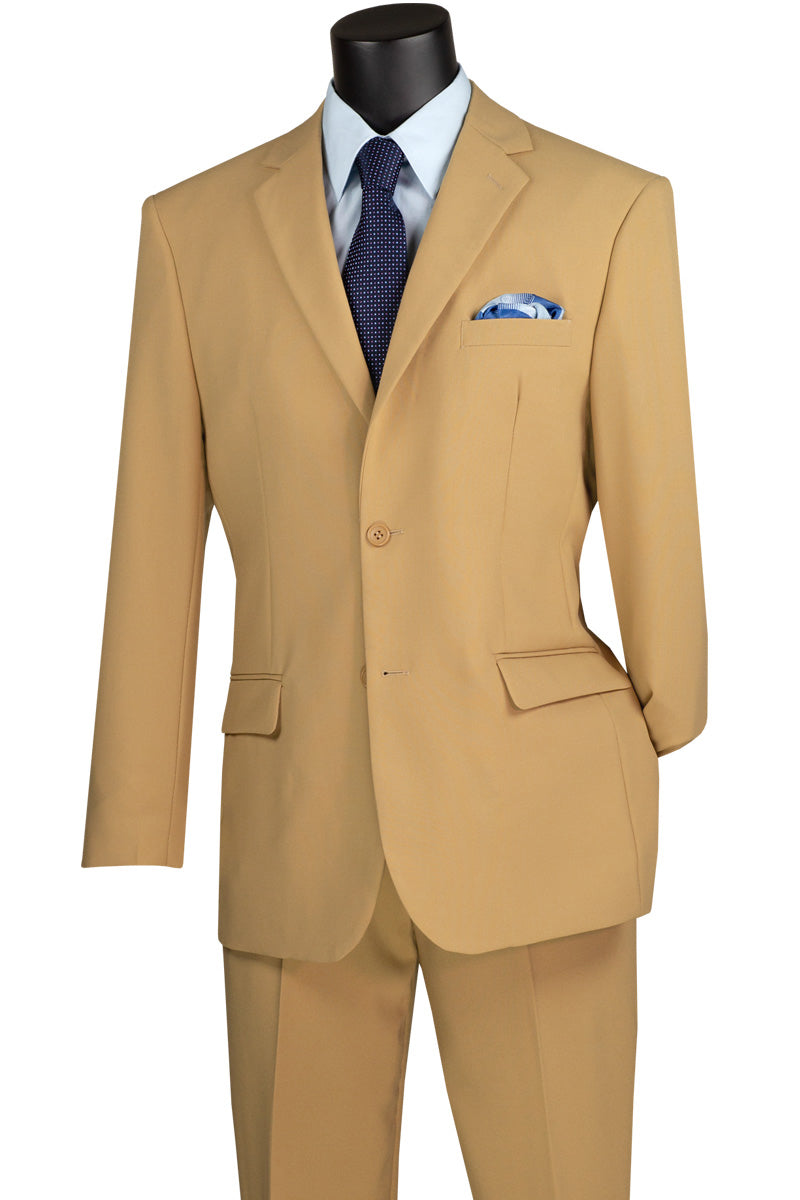 Mens 2 Button Classic Poplin Suit in Khaki SignatureMenswear