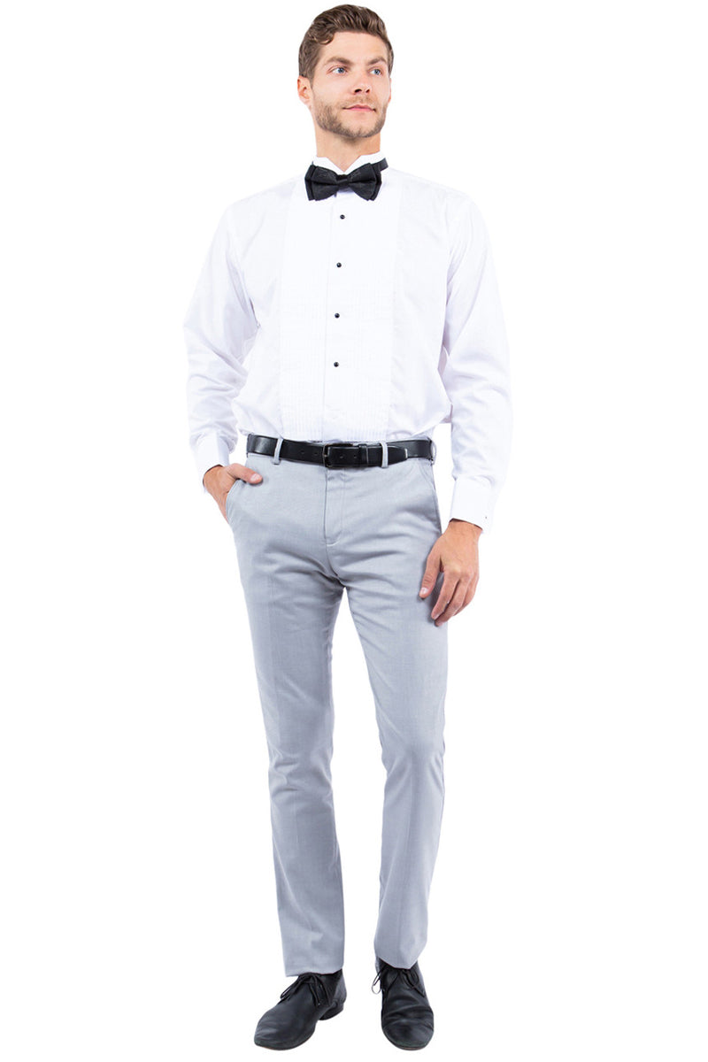 Men's Modern Fit Flat Front Tuxedo Separates Pants in Light Grey