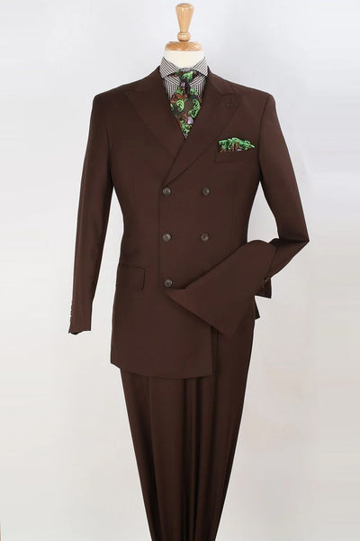 Mens Three Quarter Length Double Breasted Fashion Suit in Brown