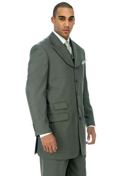Mens Long Fashion Vested Church Zoot Suit in Olive