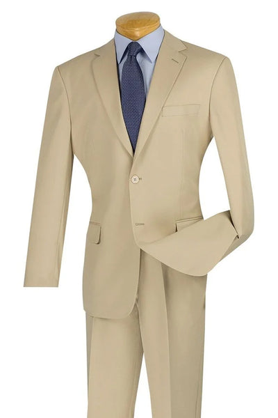 Mens Two Button Modern Fit Poplin Suit in Tan