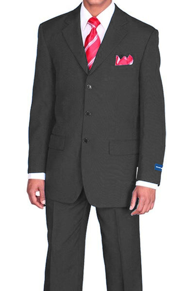 Mens 3 Button Classic Fit Poplin Suit in Black