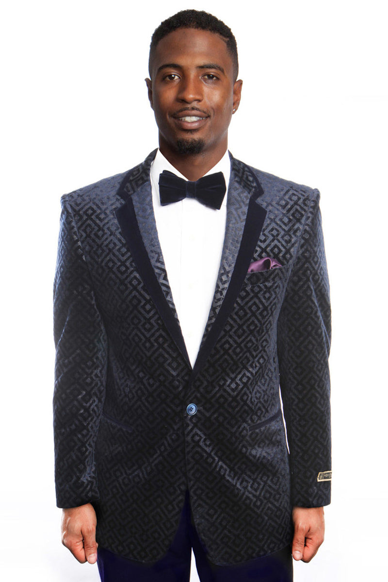 Men's Velvet Wedding & Prom Tuxedo Jacket in Black with Gold Rhinestones main image 0