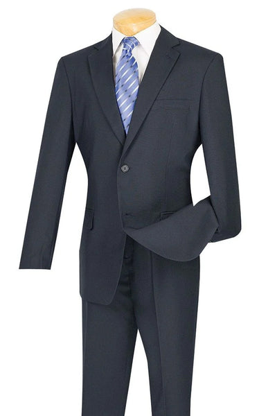 Mens Two Button Modern Fit Wool Feel Suit in Navy Blue