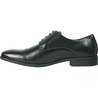 Mens Antique Cap Toe Lace Up Oxford Dress Shoe in Black