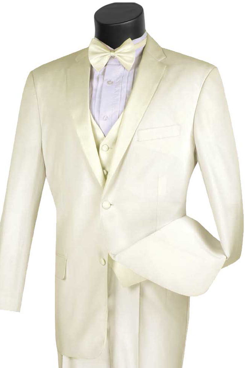 Mens 2 Button vested Classic Tuxedo in Ivory