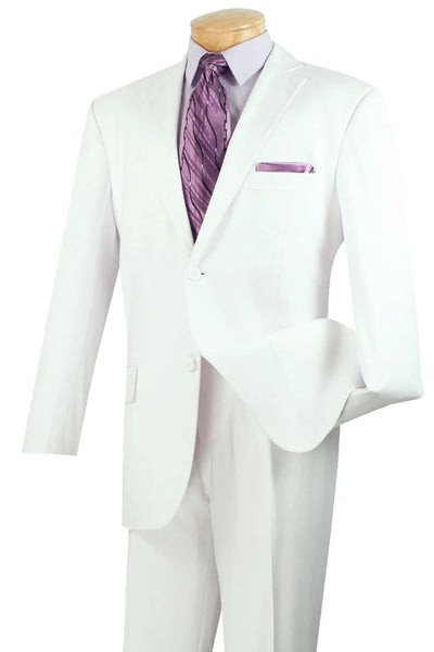 Mens Modern Fit Two Button Poplin Suit in White