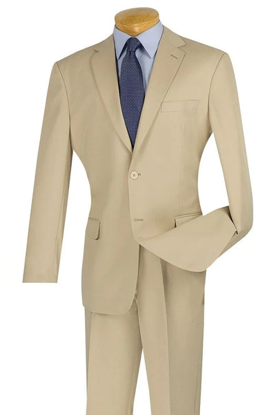 Mens Modern Fit Two Button Poplin Suit in Tan