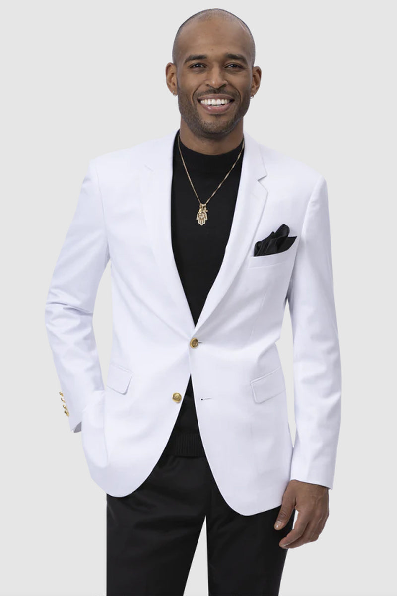 Mens Modern Two Button Club Blazer in White