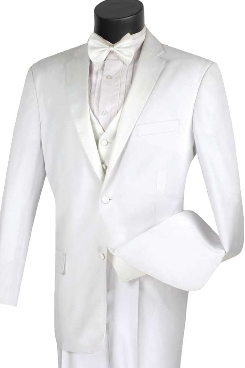 Mens 2 Button vested Classic Tuxedo in White