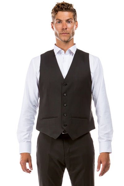 Men's Designer Wool Suit Separate Vest in Charcoal Grey