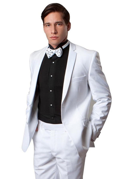 Men's Classic Two Button Notch Lapel Tuxedo in White