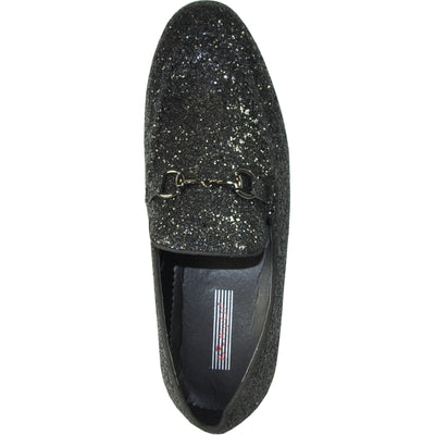 Mens Modern Glitter Sequin Prom Tuxedo Loafer in Black