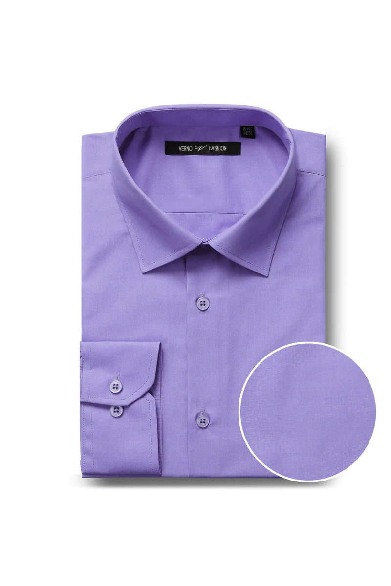 Mens Classic Fit Spread Collar Dress Shirt in Lavender