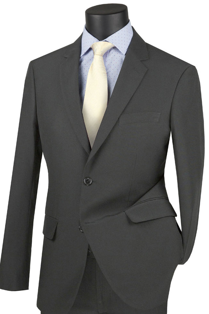 Mens Ultra Slim Fit Stretch Suit in Charcoal Grey