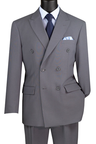Mens Classic Double Breasted Poplin Suit in Grey