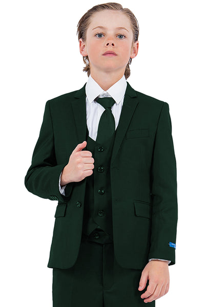 Perry Ellis Vested Boy's Wedding Suit in Hunter Green