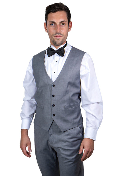 Men's Stacy Adams Vested One Button Shawl Lapel Tuxedo in Grey