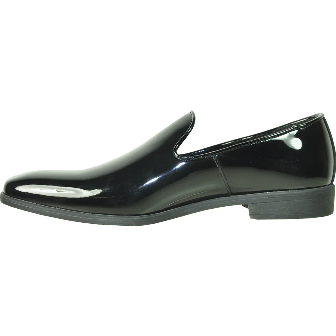 Mens Classic Plain Toe Slip on Patent Loafer Tuxedo Shoe in Black